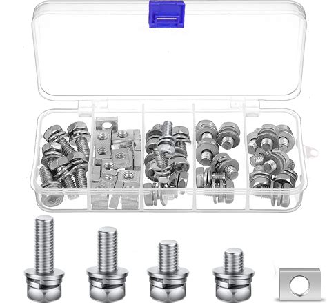 56 Pcs Motorcycle Battery Bolt, M6x10/12/16/20mm 28 Sets Stainless ...