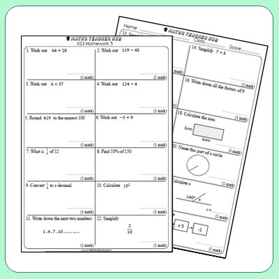 Image result for Maths Homework Sheets