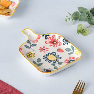 Mandala Blue Square Snack Plate With Handle