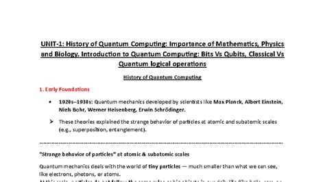 UNIT-1 QC: History & Importance of Math, Physics, and Biology in ...