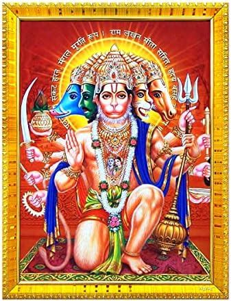 Hawai Panchmukhi Hanuman ji Bajrangbali Religious Gold Plated Wooden ...