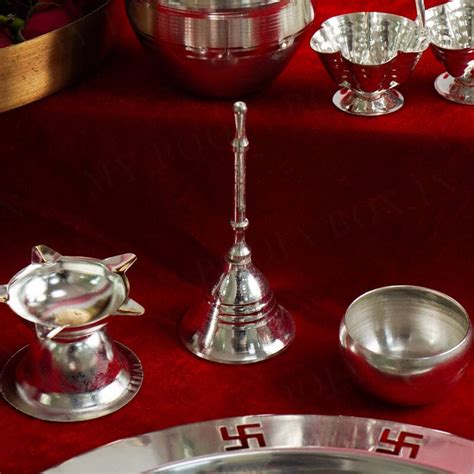 Buy Exclusive Silver Pooja Thali Set Online in India - Mypoojabox.in