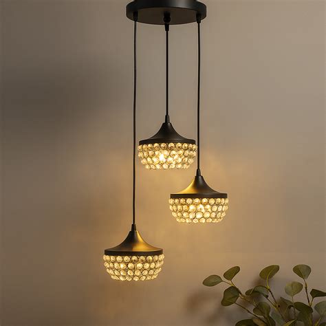 3-lights Round Cluster Chandelier Crystal hanging goblet Pendant Light ...