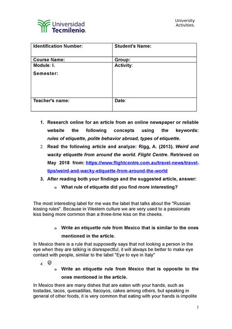 Activity 6 English III - Si te sirve bien, si no ni modo - english ...