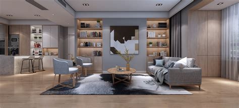 原境国际室内设计在木质铺述的沙发背墙上，以线条沟缝的形式，铺述出_装修美图-新浪家居