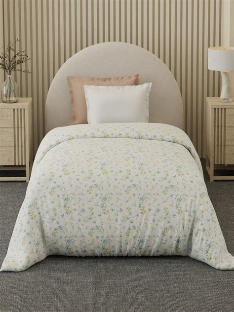 Reversible Single Comforter 100% Cotton 300 TC — Blue & Green Floral D ...