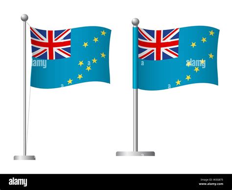 Tuvalu flag on pole. Metal flagpole. National flag of Tuvalu ...