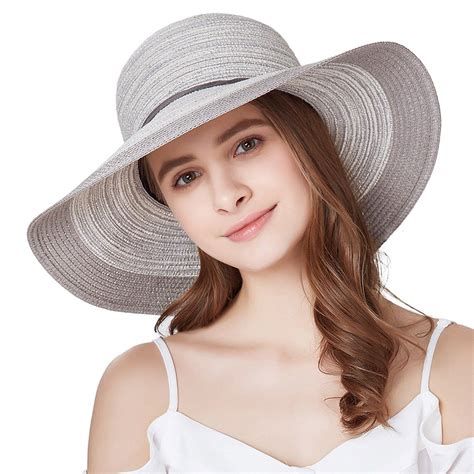Women Floppy Sun Hat Summer Wide Brim Beach Cap Foldable Cotton Straw ...
