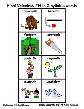 Final Voiceless TH in 2-syllable words by Miss GuacaMOLLY SLP | TPT