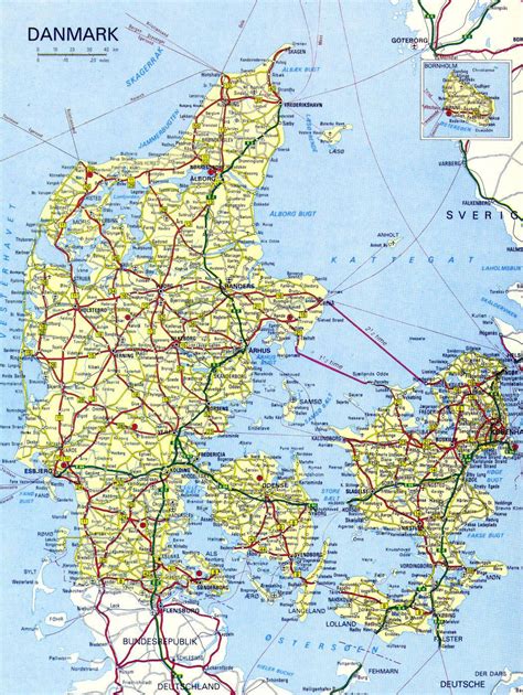 Carte du Danemark - Cartes du reliefs, des villes, administrative, politique...