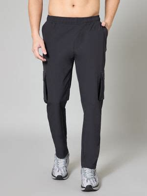 Buy TURNFIT Men Charcoal Straight Fit Track Cargo Pants (S) Online