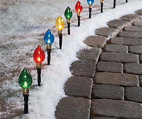 Multi Color Christmas Light Bulb Pathway Markers 10 Pack Festive ...
