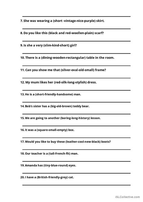 Image result for Order Adjectives Practice Worksheets