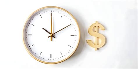Dollar sign and clock isolated on a white background concept as a ...