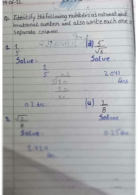 SOLUTION: Identify the rational and irrational number - Studypool
