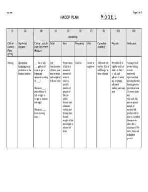HACCPPLANM O D EL Doc Template | pdfFiller