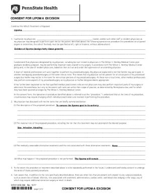 Fillable Online Consent for Lipoma Excision Fax Email Print - pdfFiller