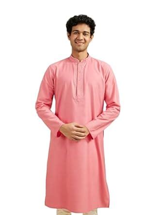 Buy DIWAS BY MANYAVAR Men's Viscose Blend Solid Kurta (Coral,S) at ...