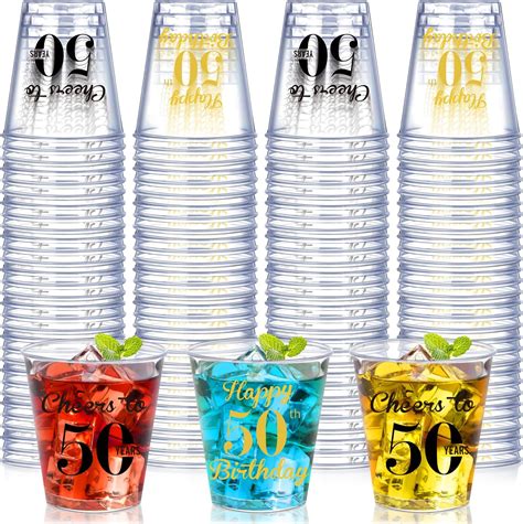 Amazon.com: Ziliny 100 Pcs 50th Birthday Shot Glasses Plastic ...