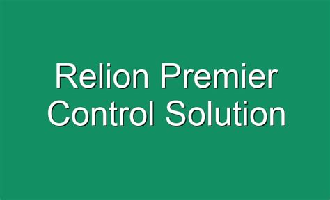 ReliOn Prime Control Solution 的图像结果