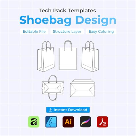 Shoebag Packaging - Editable Tech Pack Templates | (digital Download ...