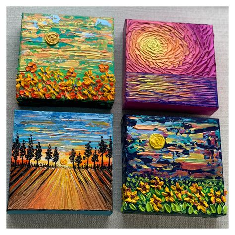 Mini Small Paintings, Colorful, Bold, Original, Textured, Nature ...