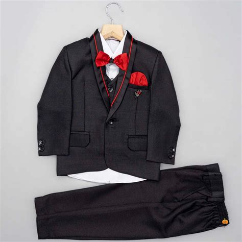 Buy Black Boys Suit with Red Bow Tie – Mumkins