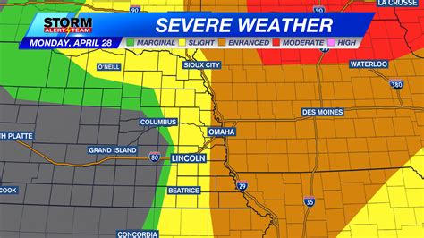 Severe potential across eastern Nebraska by Monday afternoon; main ...