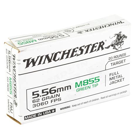 Winchester 5.56 XM193 55gr FMJ 240rds & M855 62gr Green Tip 60rds ...