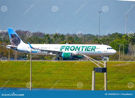 Frontier Aircraft on Runway Preparing for Departure from the Orlando ...