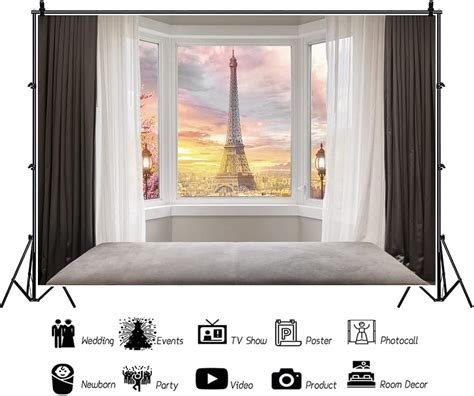 Buy Leyiyi 10x7ft Paris Eiffel Tower Backdrop Gorgeous Sunset View ...