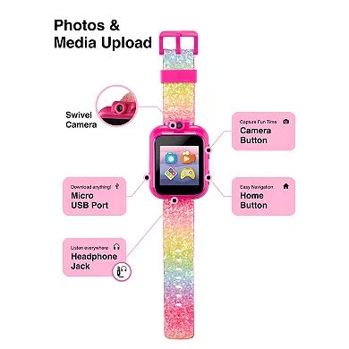 Kids Playzoom Rainbow Glitter Smartwatch & Earbuds Set