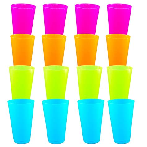 Buy Set of 16 Neon Plastic Tumblers 16 oz plastic glasses in neon green ...