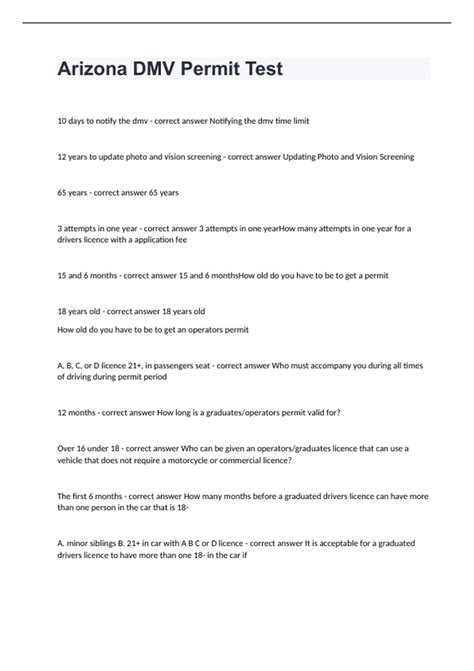 Arizona DMV Practice Test 的图像结果