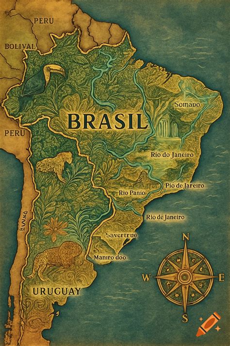 Stylized, illustrative map of South America, highlighting the diverse ...