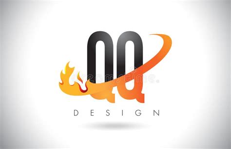 QQ Q Q Letter Logo with Fire Flames Design and Orange Swoosh. Stock ...