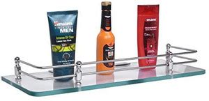 KRITI FASHION Wall Hung Glass Front Bathroom Shelf with Wall Brackets ...
