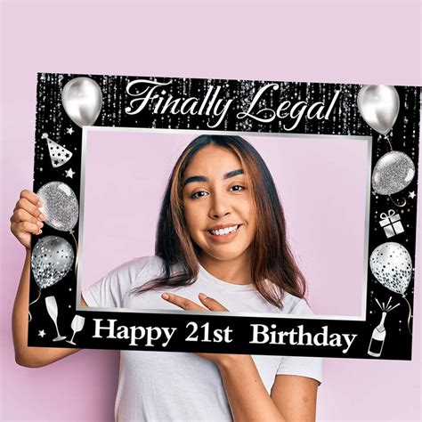 Buy Haimimall 21st Birthday Party Supplies Photobooth Frame Finally 21 ...