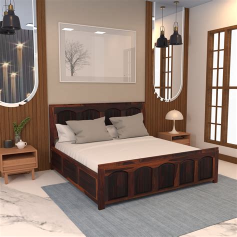 Solid Wood King Size Bed with Majestic Arch Design