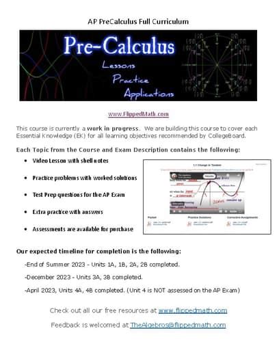 AP® PreCalculus Full Curriculum | FlippedMath by The Algebros | TPT