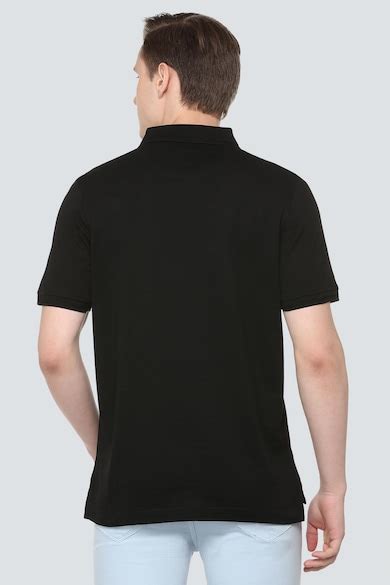 Buy Men Black Textured Polo Neck T-shirt Online - 358575 | Louis Philippe
