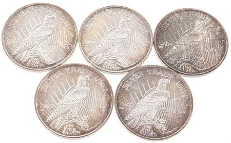Lot - (5) 1986 .999 Fine Silver Dollar Coins