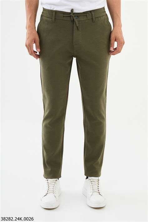 Khaki Men's Slim-Fit Drawstring Pants. – HolloMen