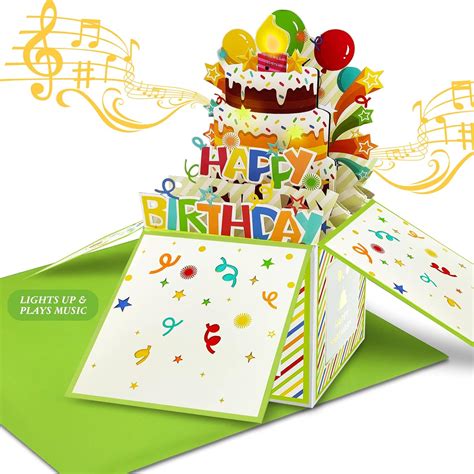 Buy DTESL birthday card 3D Pop Up with Light and Music, birthday cards ...