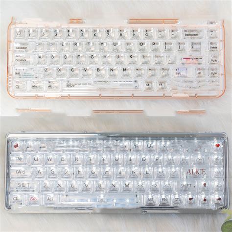 Fully Transparent Glacier Keycaps with Engraved Ice Translucency, Keyb ...