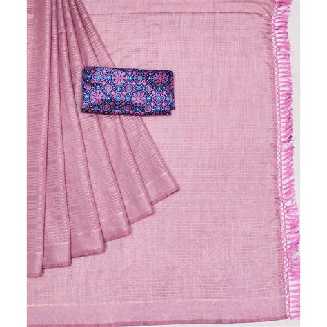 Pink Striped Pattern Manipuri Silk Saree