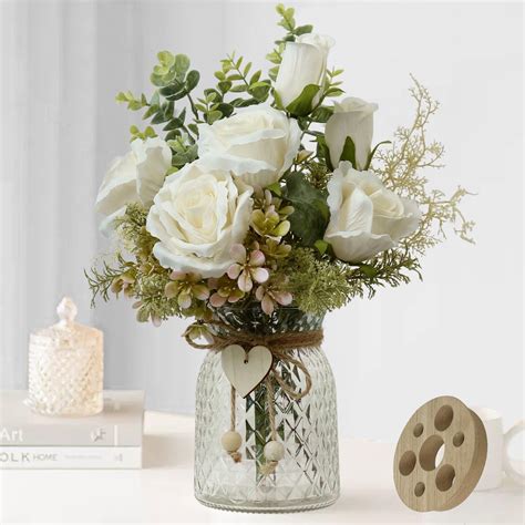 Amazon.com: Tiangrid 3 Sets Artificial Flowers in Vase Wedding Faux ...