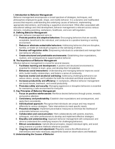 Behavior Management Strategies: Techniques for Positive Outcomes - Studocu