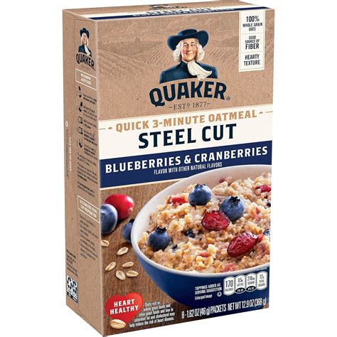 Amazon.com: Quaker Steel Cut Oats, Quick 3-minute Oatmeal, Cranberries ...