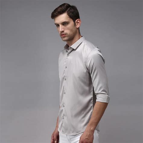 Grey Solid Casual Shirt